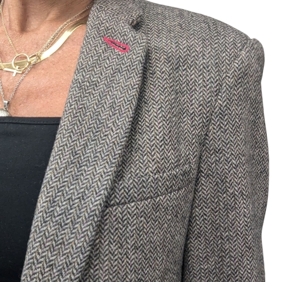 Ted Baker Wool Herringbone Blazer Women’s Brown Tweed Elbow Patch Jacket 2 - Picture 6 of 11